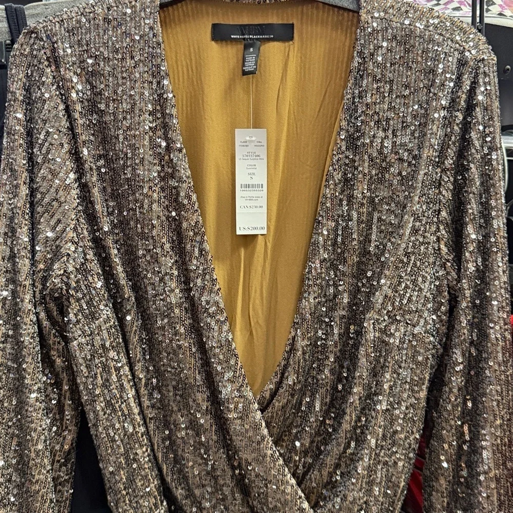 White House Black Market Sequin Long Sleeve Dress Size S - Picture 6 of 8